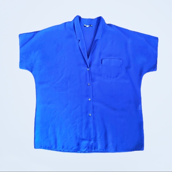Short Raglan Sleeve Blouse in Rich Royal Blue - Picture 9 of 11